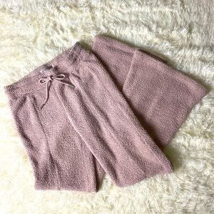 Sincerely Jules Women’s Sherpa Pants in Light Pink. Flared bottoms.